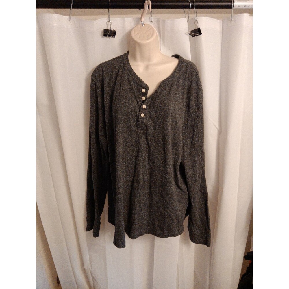 Tecovas Waffle Knit Henley Shirt in charcoal gray XL
